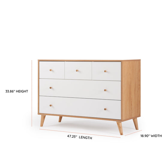 Austin 5-Drawer Nursery Dresser - dresser - white + red oak