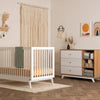 Central Park 3-drawer, Two Shelf Nursery Dresser - dresser - white + red oak