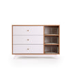 Central Park 3-drawer, Two Shelf Nursery Dresser - dresser - white + red oak