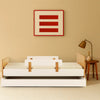 Fun Twin Bed - Kids Bed - White + Red Oak