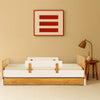 Fun Twin Bed - Kids Bed - White + Red Oak
