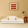 Fun Twin Bed - Kids Bed - White + Red Oak