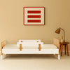 Fun Twin Bed - Kids Bed - White + Red Oak
