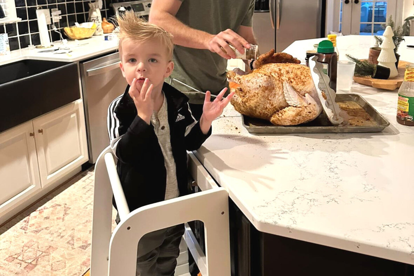 Toddler Tower Thanksgiving Recipes - Easy Tasks for Tiny Hands! - dadada baby