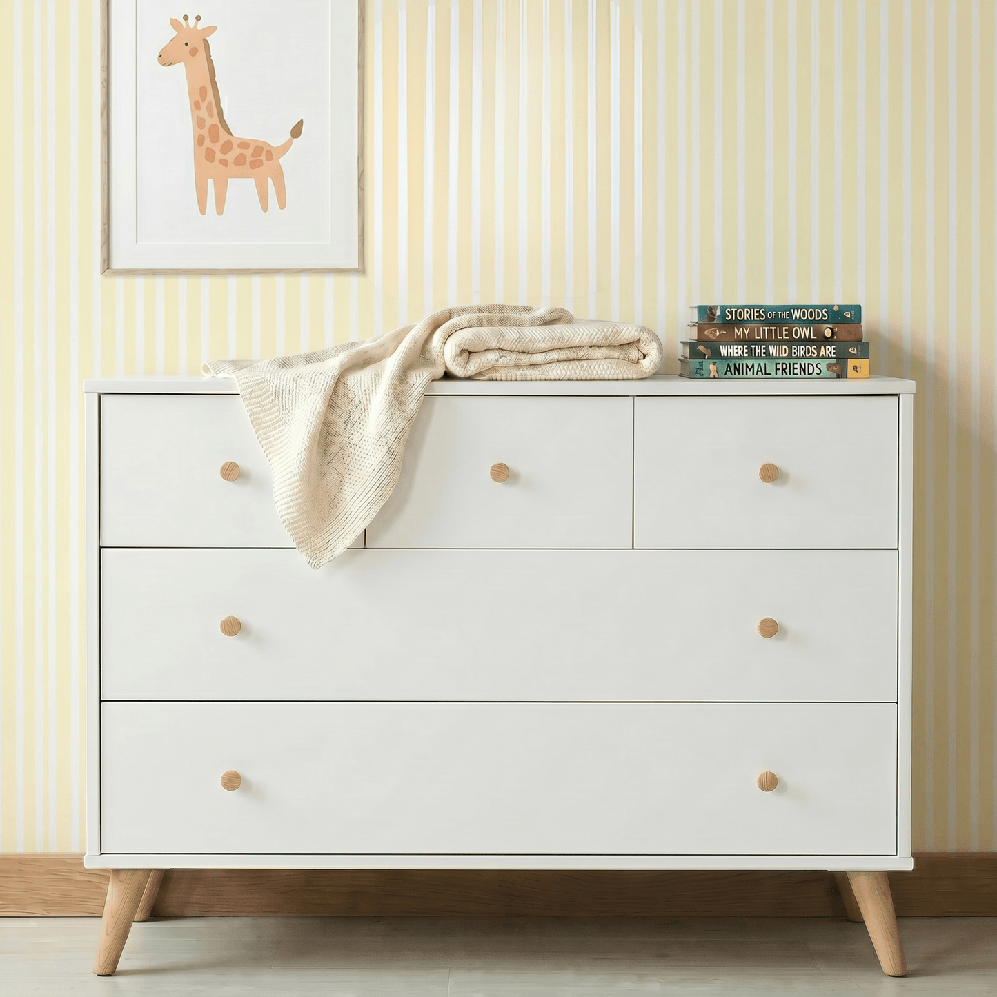 Austin 5 - Drawer Nursery Dresser - dresser - white + walnut