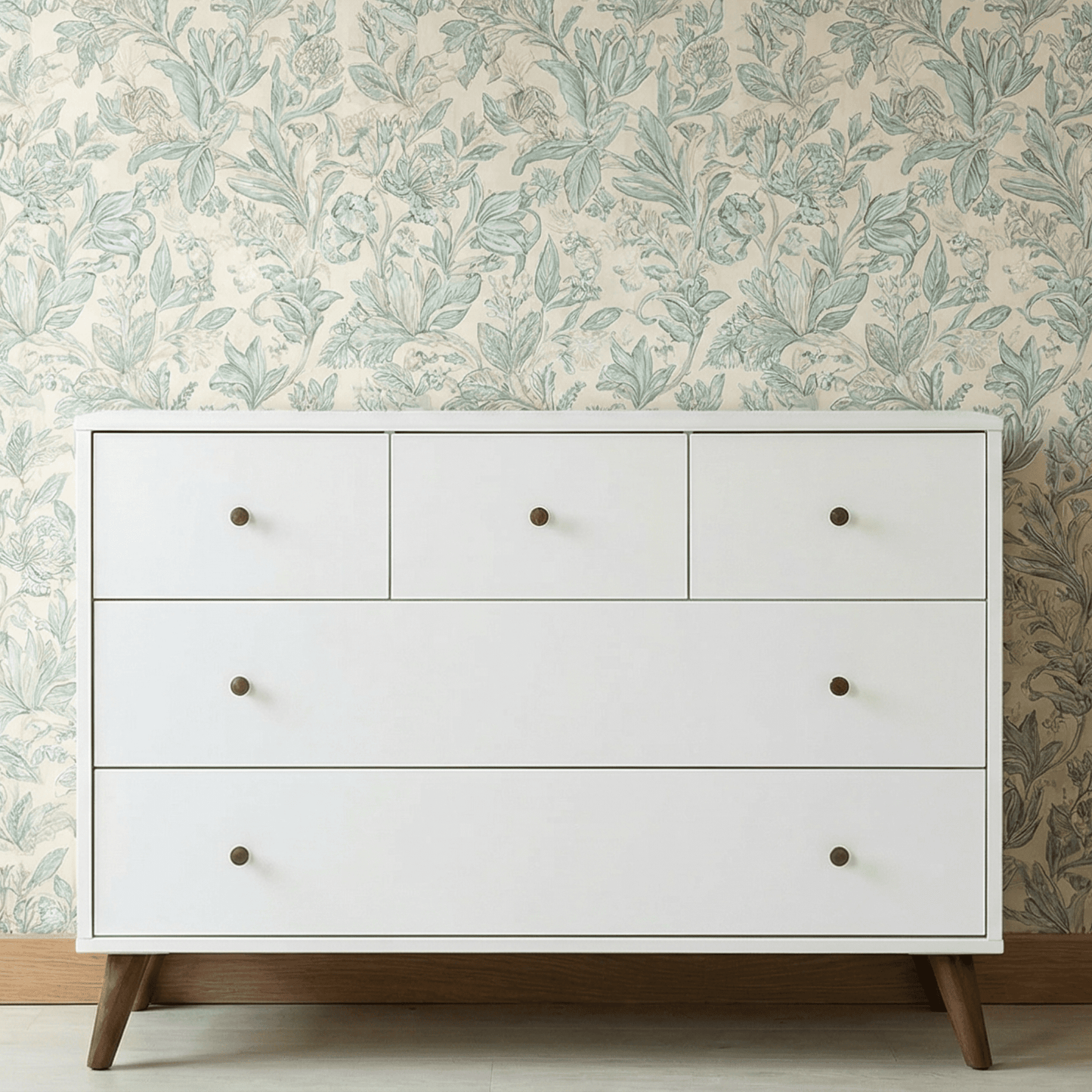 dadada Austin 5-Drawer Dresser - White/Walnut dadada Austin 5-Drawer Dresser - White/Walnut