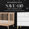 Baby Harmony Set - Bundle - Soho 3 - in - 1 Convertible Crib / White - Austin 5 - Drawer Nursery Dresser / white + natural