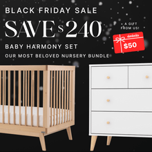  Black Friday Exclusive | Baby Harmony Set - Bundle - Soho 3 - in - 1 Convertible Crib / White - Austin 5 - Drawer Nursery Dresser / white + natural - dadada gift card / $50.00