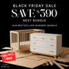 Black Friday Exclusive | Nest Bundle - Bundle - Soho 3 - in - 1 Convertible Crib / White - Soho 5 - Drawer Nursery Dresser / black + natural - dadada gift card / $50.00