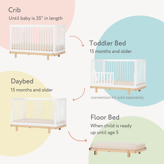 Bliss 4 - in - 1 Convertible Crib - cribs - white + natural