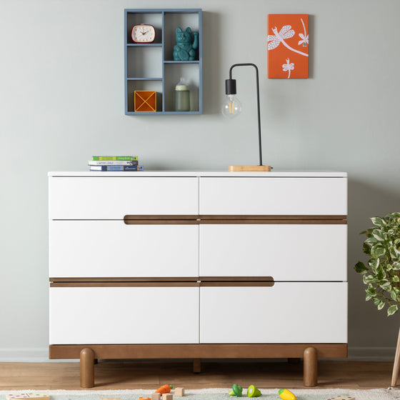 Bliss 6 - Drawer Nursery Dresser - dresser - White + Natural