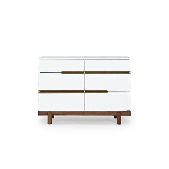 Bliss 6 - Drawer Nursery Dresser - dresser - White + Walnut