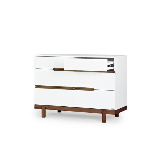 Bliss 6 - Drawer Nursery Dresser - dresser - White + Walnut