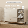 Central Park 3 - Drawer, Two Shelf Nursery Dresser - dresser - almond milk + walnut