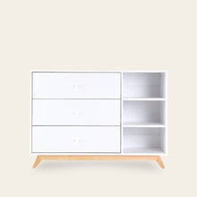  Central Park 3 - drawer, Two Shelf Nursery Dresser - dresser - white + natural