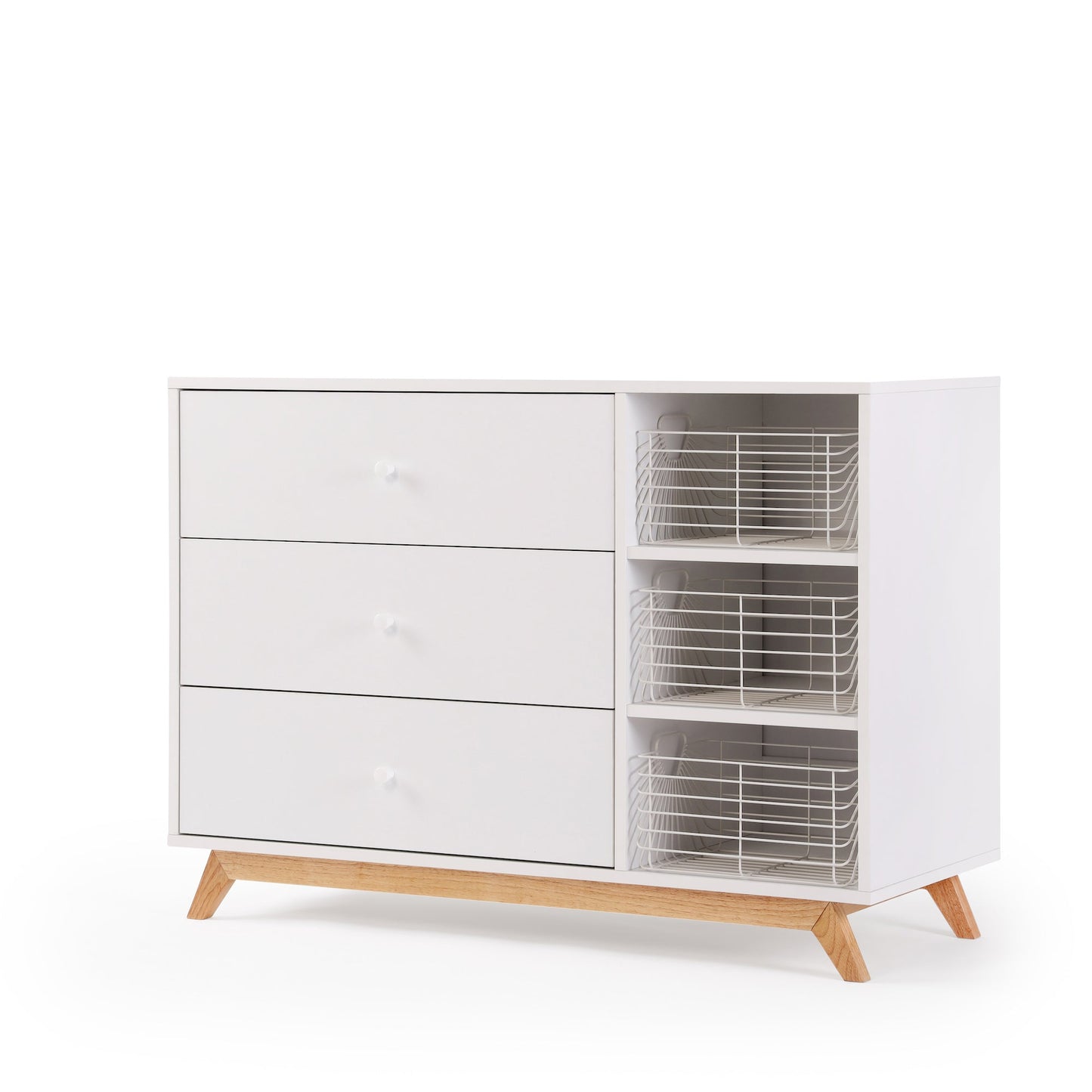 dadada Central Park 3-Drawer Dresser - White / Natural dadada Central Park 3-Drawer Dresser - White / Natural