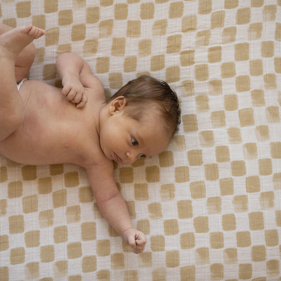 Cotton Muslin Crib Sheet - Adobe Checker - Crib Sheet - Adobe Checker