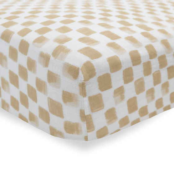 Cotton Muslin Crib Sheet - Adobe Checker - Crib Sheet - Adobe Checker