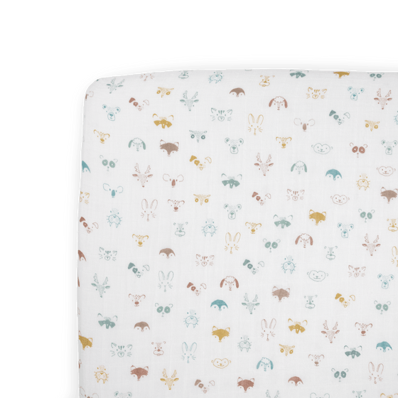 Cotton Muslin Crib Sheet - Animal Crowd - Crib Sheet - Animal Crowd