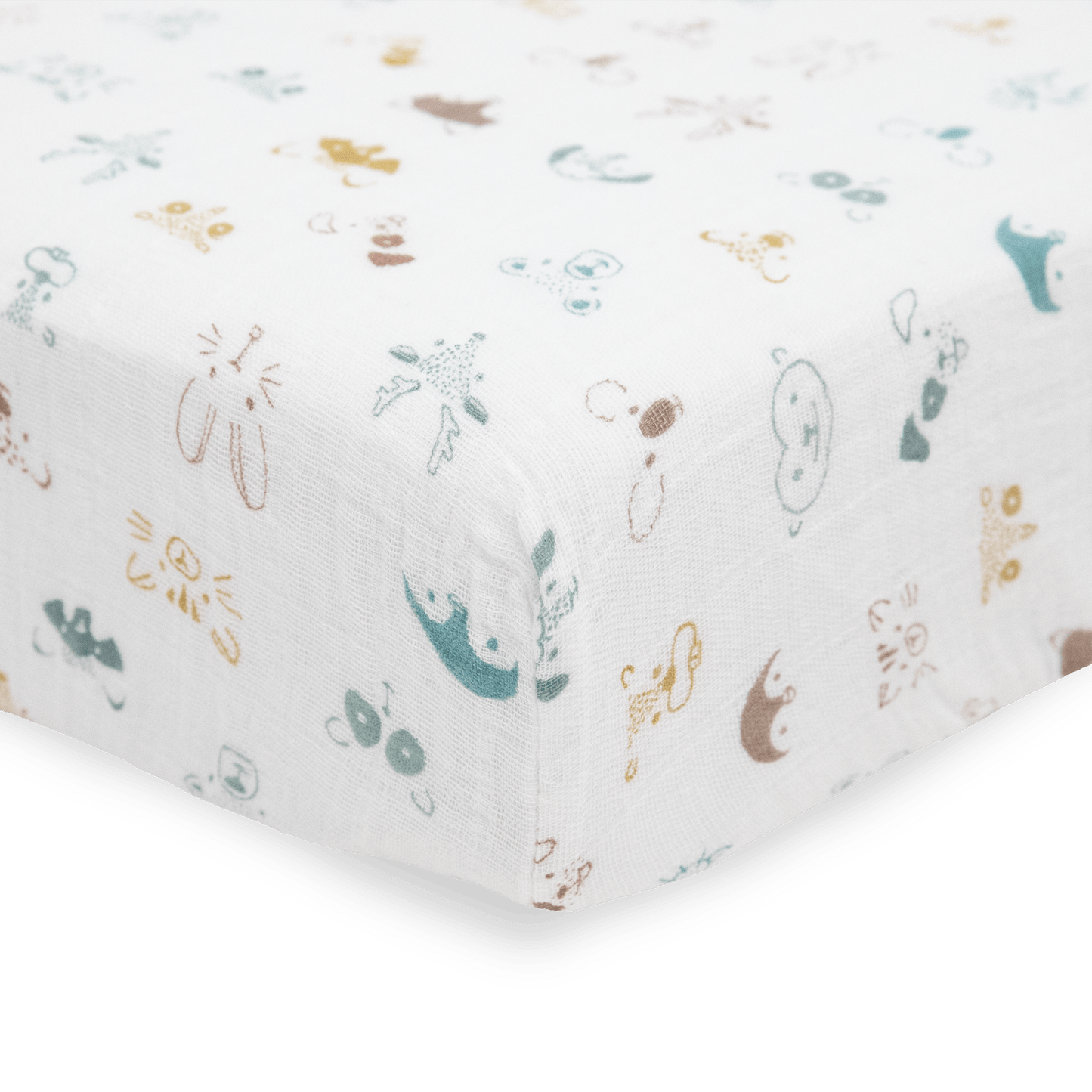 Cotton Muslin Crib Sheet - Animal Crowd - Crib Sheet - Animal Crowd