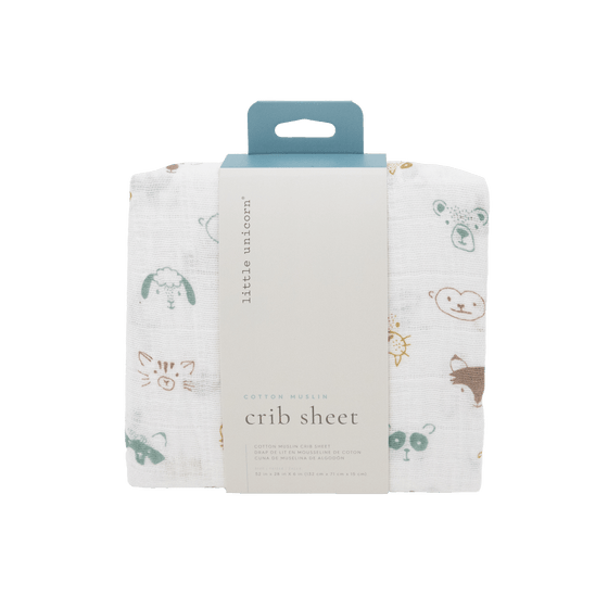 Cotton Muslin Crib Sheet - Animal Crowd - Crib Sheet - Animal Crowd