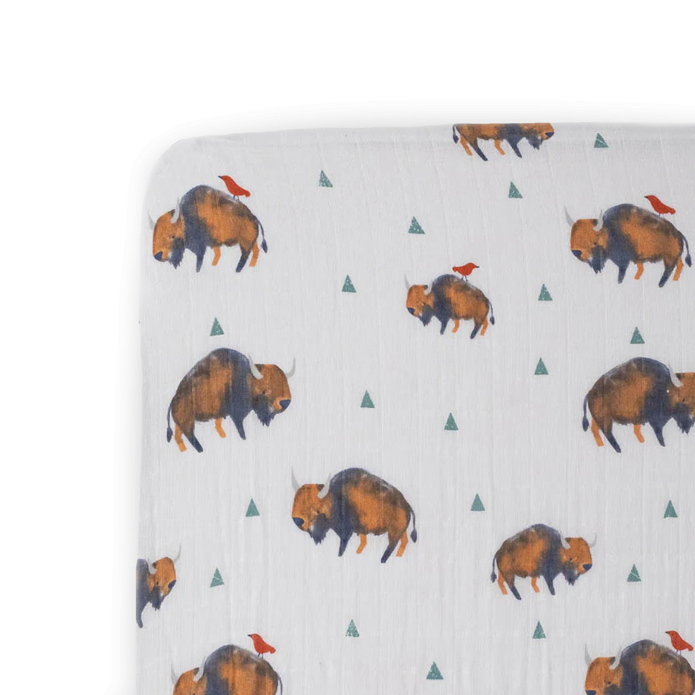 Cotton Muslin Crib Sheet Bison