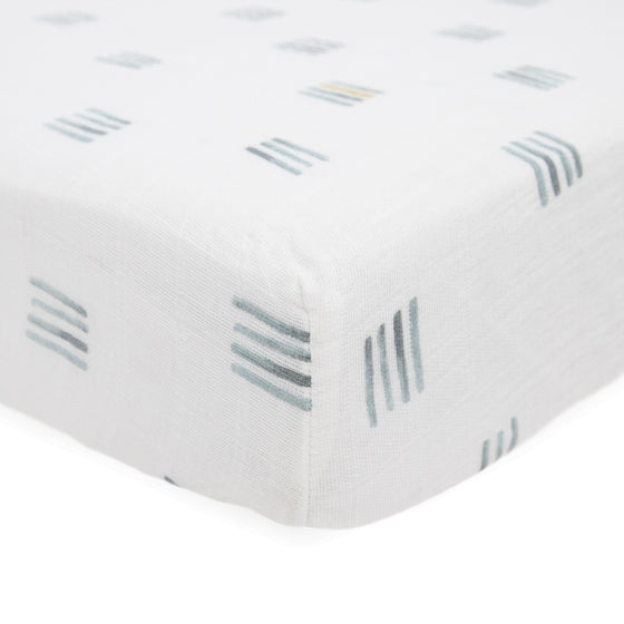 Cotton Muslin Crib Sheet - Blue Stacks - Crib Sheet - Blue Stacks