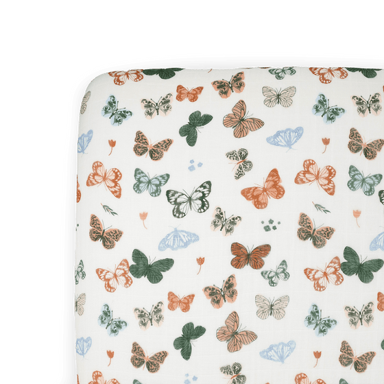 Cotton Muslin Crib Sheet - Butterflies - Crib Sheet - Butterflies
