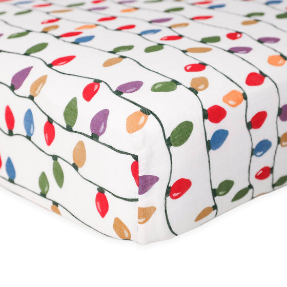 Cotton Muslin Crib Sheet - Christmas Bulbs - Crib Sheet - Christmas Bulbs