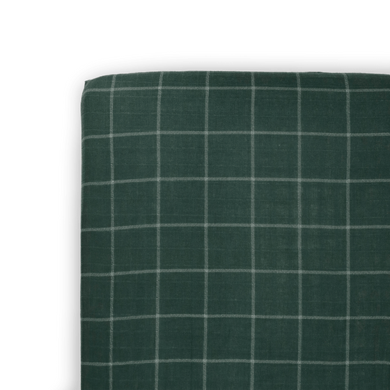 Cotton Muslin Crib Sheet - Evergreen Plaid - Crib Sheet - Evergreen Plaid