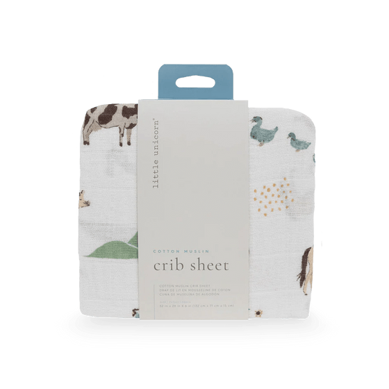 Cotton Muslin Crib Sheet - Farmyard - Crib Sheet - Farmyard