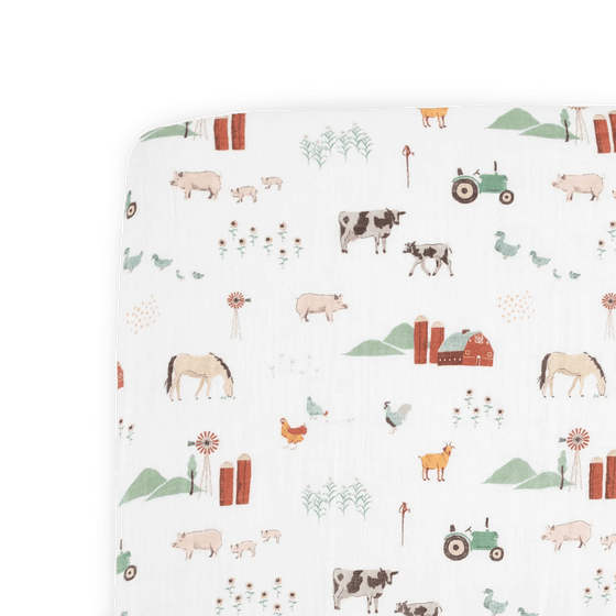 Cotton Muslin Crib Sheet - Farmyard - Crib Sheet - Farmyard