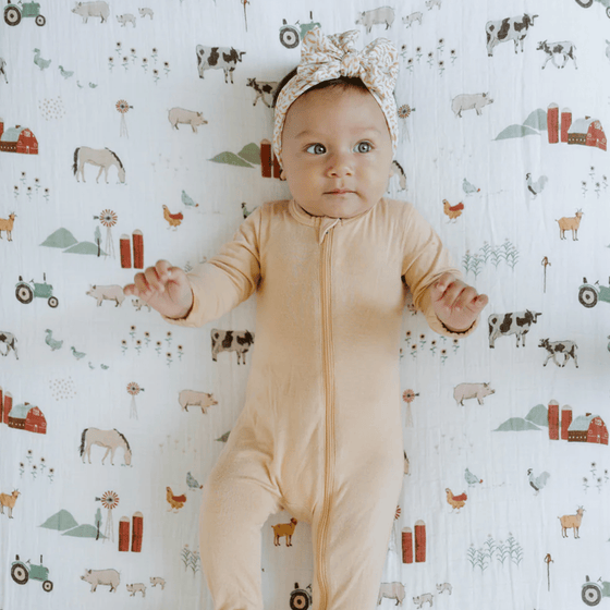 Cotton Muslin Crib Sheet - Farmyard - Crib Sheet - Farmyard