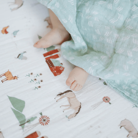 Cotton Muslin Crib Sheet - Farmyard - Crib Sheet - Farmyard