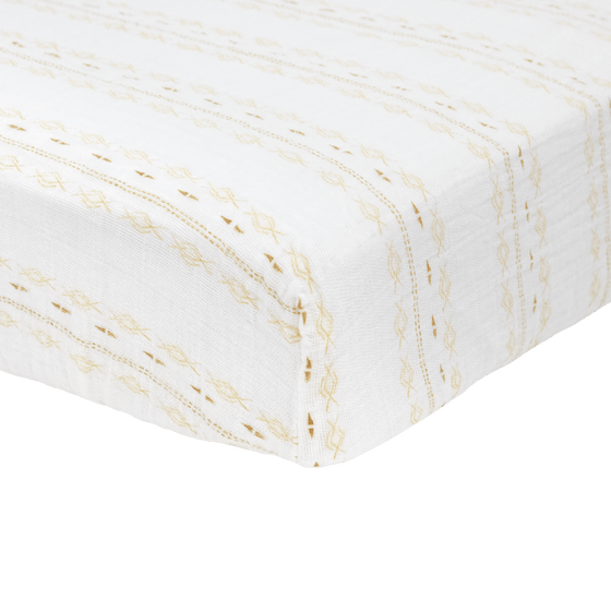 Cotton Muslin Crib Sheet - Gold Diamond - stripe - Crib Sheet - Gold Diamond - stripe