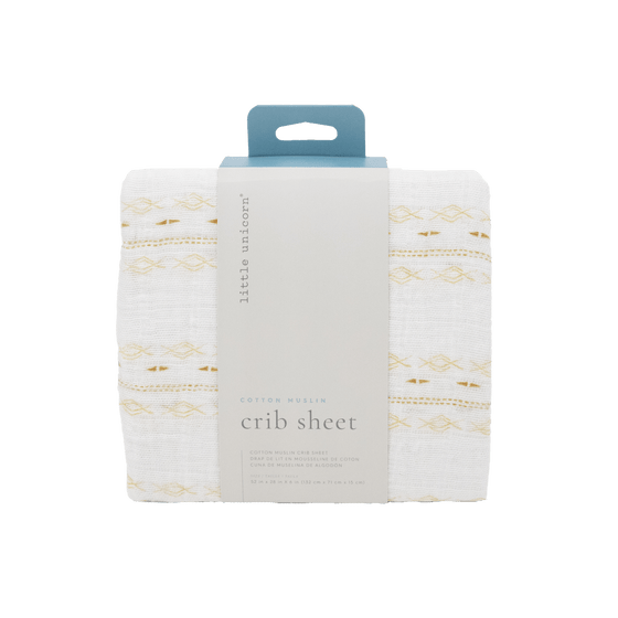 Cotton Muslin Crib Sheet - Gold Diamond - stripe - Crib Sheet - Gold Diamond - stripe