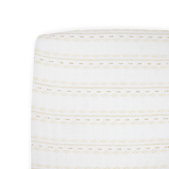 Cotton Muslin Crib Sheet - Gold Diamond - stripe - Crib Sheet - Gold Diamond - stripe