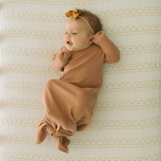 Cotton Muslin Crib Sheet - Gold Diamond - stripe - Crib Sheet - Gold Diamond - stripe