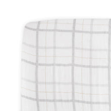  Cotton Muslin Crib Sheet - Grey Plaid - Crib Sheet - Grey Plaid