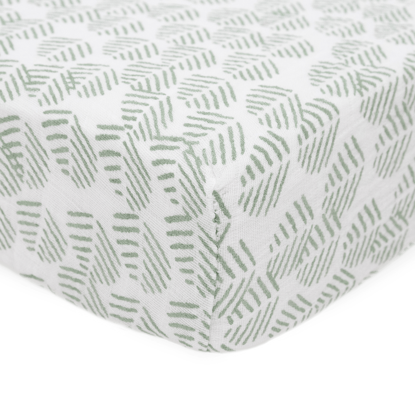 Cotton Muslin Crib Sheet - Leaf Motif - Crib Sheet - Leaf Motif