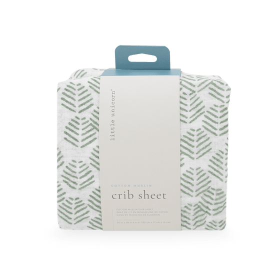 Cotton Muslin Crib Sheet - Leaf Motif - Crib Sheet - Leaf Motif