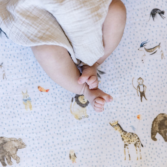 Cotton Muslin Crib Sheet - Party Animals - Crib Sheet - Party Animals