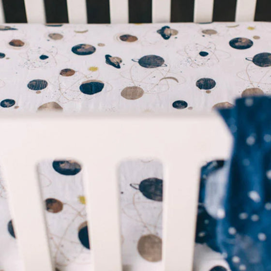 Cotton Muslin Crib Sheet - Planetary - Crib Sheet - Planetary