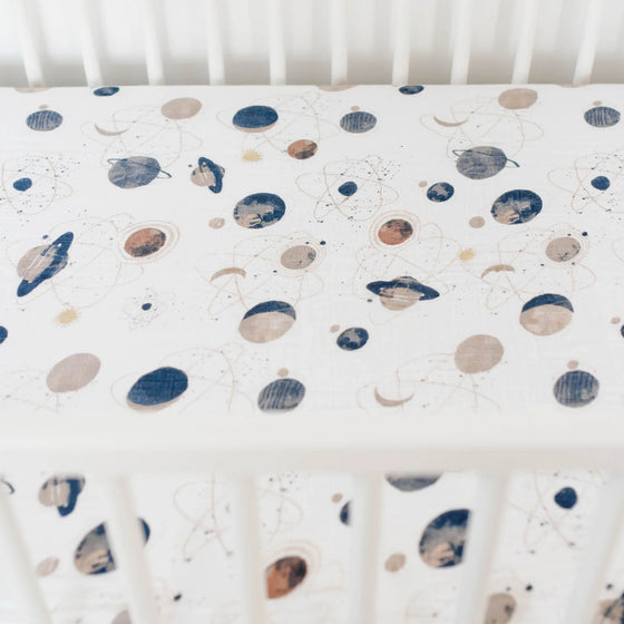 Cotton Muslin Crib Sheet - Planetary - Crib Sheet - Planetary