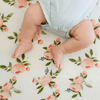 Cotton Muslin Crib Sheet - Watercolor Roses - Crib Sheet - Watercolor Roses