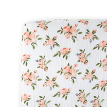  Cotton Muslin Crib Sheet - Watercolor Roses - Crib Sheet - Watercolor Roses