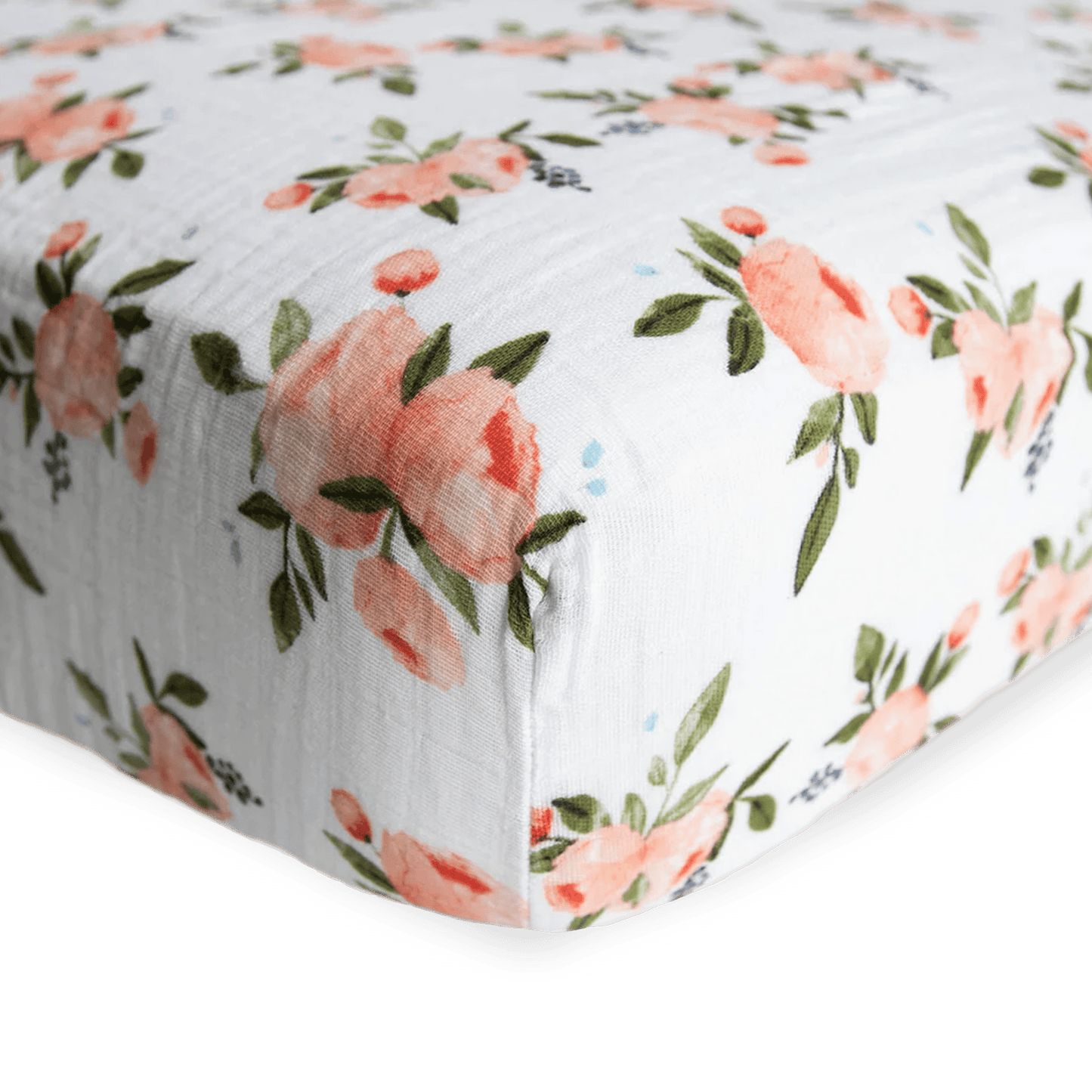 Cotton Muslin Crib Sheet - Watercolor Roses - Crib Sheet - Watercolor Roses