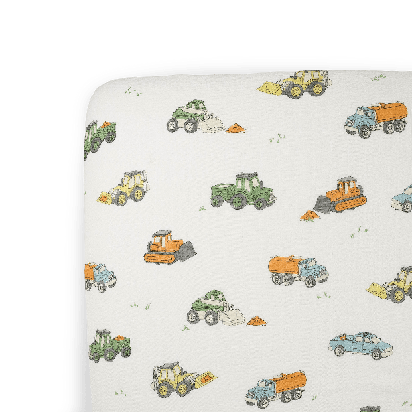 Cotton Muslin Crib Sheet - Work Trucks - Crib Sheet - Work Trucks