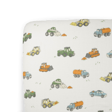  Cotton Muslin Crib Sheet - Work Trucks - Crib Sheet - Work Trucks