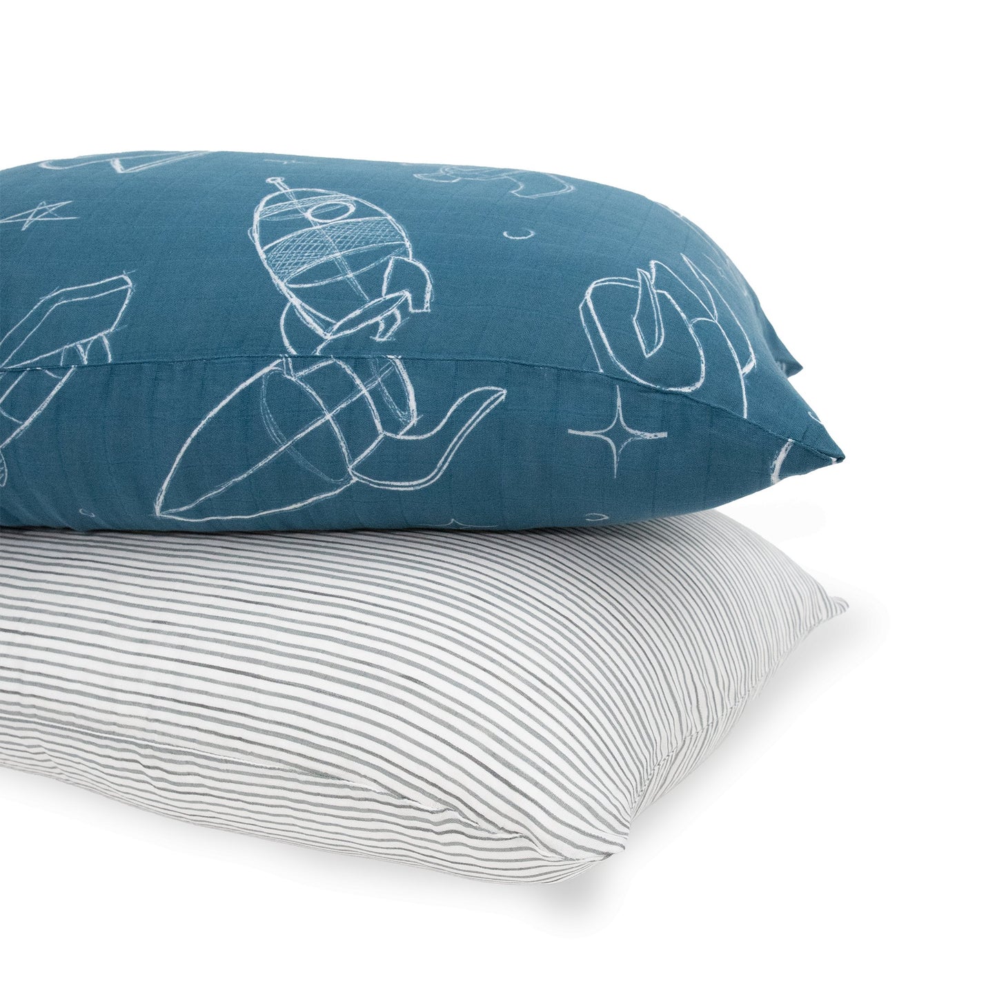 Cotton Muslin Pillowcase 2 Pack - Blast Off - Pillowcase Multi Pack - Blast Off